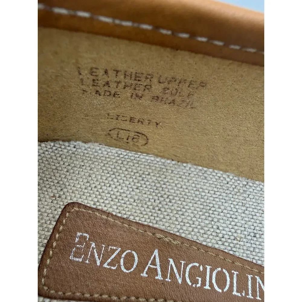 Enzo Angiolini‎ Tan Liberty Leather Square Toe Classic Loafers Size 8M